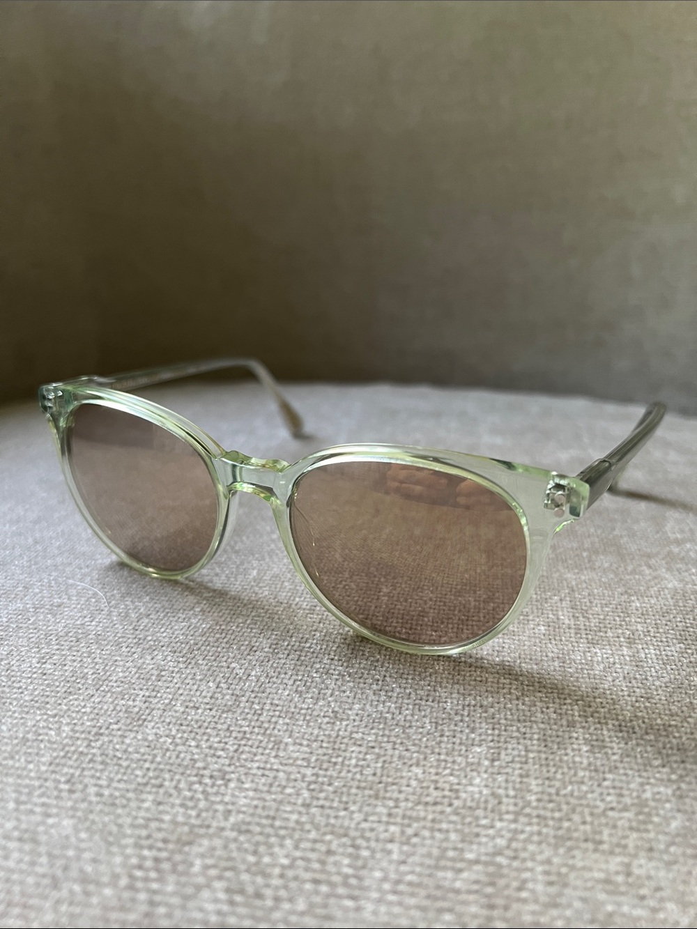 Raen Norie in Current Translucent Light Green Round Sunglasses with Brown Lenses